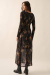 Floral Smocked Woven Maxi Dress: Black / S