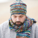 PRANIT Unisex Reversible Beanie Hat Repurposed Wool: Multi Dark Grey