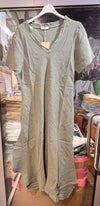 100% Linen Dress REF. 3647: Khaki