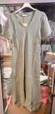 100% Linen Dress REF. 3647: Khaki