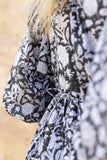 Cotton Venus Midi Dress ~ Black Floral: M ~ Bust 44" / Length 50"
