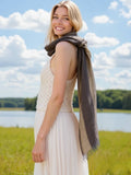 JC021036 Soft Crinkle Textured Multi-Tone Stripe Scarf Wrap with Raw Edge Fringe: Caramel-Multi
