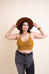 Full Coverage Seamless Padded Textured Brami Plus Size: Mustard XL/2XL