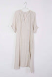 Long dress in 100% linen REF.7161: Duck Green / Unique