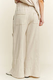 BEST Mineral Wash Wide leg Cropped pants HP5524: MossGreen / S-M-L / 2-2-2