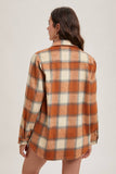 BUTTON DEOWN FLANNEL SHACKET WITH POCKETS: Brown / M