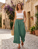 4029 WIDE LINEN PANTS WITH EYELET EMBROIDERY: CAMEL