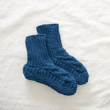 JANA Cable Knit Lined Wool Slipper Socks S/M/L: Forest Green UK6-8