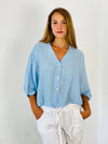 REF 11870 SHORT ELBOW SLEEVE BLOUSE 100% LINEN: BEIGE