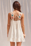 IM9160 -Crochet Trim Ruffle Mini Dress: IVORY / S-M-L (3-2-1)