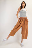PL6329 - CROPPED RELAXED PANTS: DRY HERB / S