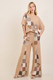 Mineral Washed Fall Paisley patchwork Flared pants HP5783P3: Ash Oak / S-M-L / 2-2-2