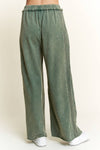 Mineral Wash Side Knit detail wide leg pants HE5878P: Silver Grey / S-M-L / 2-2-2