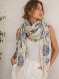 JC021249 Beige-Blue Owl Scarf