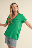 8286DK Zoie V-Neck Short Sleeve Top 5: Green / Contemporary / L