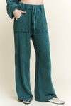 Mineral Wash Side Knit detail wide leg pants HE5878P: Silver Grey / S-M-L / 2-2-2