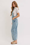 BARREL-LEG DENIM JUMPSUIT : WASHED DENIM / Contemporary / S
