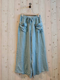 REF 6507 100% LINEN TROUSERS TWO POCKETS: PISTACHIO