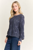 CESW4190- RIBBED TEXTURED KNIT SWEATER: KHAKI / S-M-L(2-2-2)