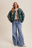 Embroidered Quilted Western Jacket LJ0260: Deep Green / L
