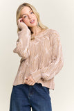 CESW4190- RIBBED TEXTURED KNIT SWEATER: KHAKI / S-M-L(2-2-2)