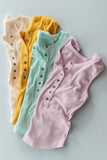 Raw Edge Ribbed Henley Tank: MINT / S-M-L:2-2-2