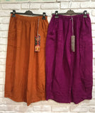 Flared linen trousers 66031 100%LINEN: Moutarde