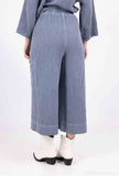 Mid-Length Linen Pants 20570: Black