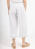 Fancy eyelet embroidery trousers 9204 100% linen: TAUPE