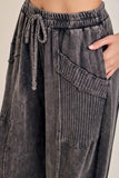 Zen Mineral Washed Ribbed  Baggy Lounge Balloon Pants HP7610: HotCocoa / S-M-L / 2-2-2