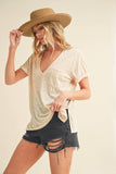 8286DK Zoie V-Neck Short Sleeve Top 5: White / Contemporary / S