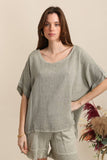 Blouse in 50% linen and 50% cotton REF. 4649: White
