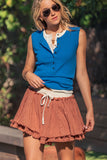 Raw Edge Ribbed Henley Tank: MINT / S-M-L:2-2-2