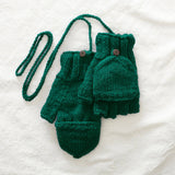 GUPTA Knit Wool Lined Mitten Fingerless Gloves: Cream