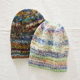 PRANIT Unisex Reversible Beanie Hat Repurposed Wool: Multi Cream