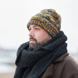 PRANIT Unisex Reversible Beanie Hat Repurposed Wool: Multi Cream