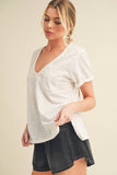 8286DK Zoie V-Neck Short Sleeve Top 5: Oat / Contemporary / M