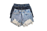 High-Rise Upcycled Denim Cutoff Shorts - Frayed: 8 (32" waist)