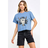 SKULL SEASON VINTAGE GRAPHIC CROP TOP: IVORY / L
