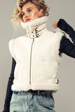 Sherpa Lined Cropped Biker Western Statement Vest: CAMEL / S-2/M-2/L-2