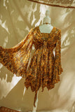 Hippie Bohemian Fairy Dress, Elastic Fairy Skirt: Orange/Cream / Lyla / Sleeveless Dress Only / Regular