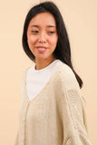 Asymmetrical cotton knit sweater 1503 100% cotton: Khaki