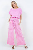 BEST Mineral Wash Wide leg Cropped pants HP5524 : Olive / S-M-L / 2-2-2