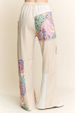Mineral Washed Floral WaveKnit Jacquard Boho Pants HP6106: Natural / S-M-L / 2-2-2