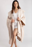 Comfy Oversized Waffle Knit Collared Jacket: Dark Grey