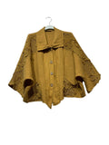 98221 Cropped linen jacket with textured details and an oversized fit: MUSTARD