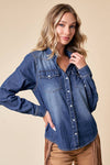 SIT3800A WESTERN DK WASH SNAP BUTTONS LIGHT DENIM SHIRT: SMALL