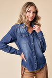 SIT3800A WESTERN DK WASH SNAP BUTTONS LIGHT DENIM SHIRT: SMALL