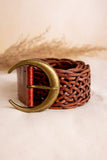 WIDE MOON BROWN LEATHER BELT
