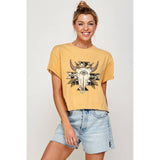 SKULL SEASON VINTAGE GRAPHIC CROP TOP: IVORY / M